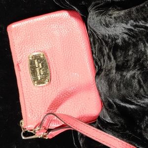 Coral Leather Wristlet